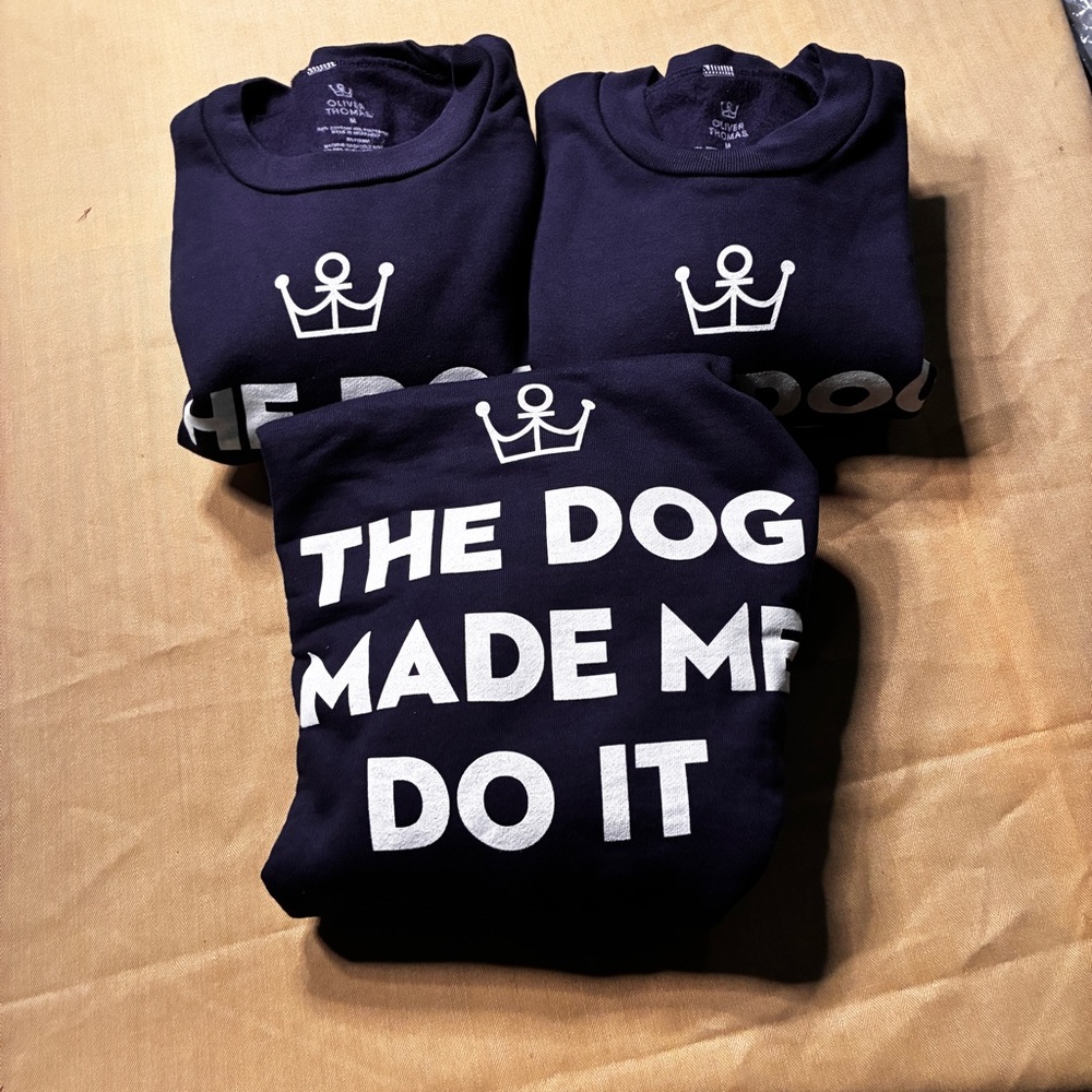 Lot of 3 Oliver Thomas Crewneck Sweater Pullover “the Dog Made Me Do It” Medium